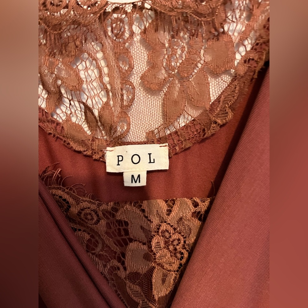 #902 POL pretty Rust Sleeveless Top w/lace inset-perfect as layer or alone! M - Picture 7 of 7